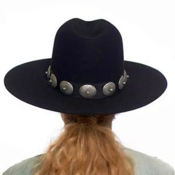 Double D Ranch Badlands rancher hat turquoise silver concho black - Picture 3 of 10